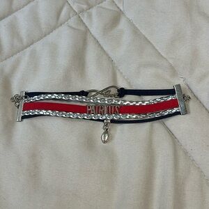 NFL New England Patriots Football Charm Bracelet